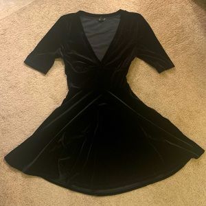 Black velvet circle skirt dress